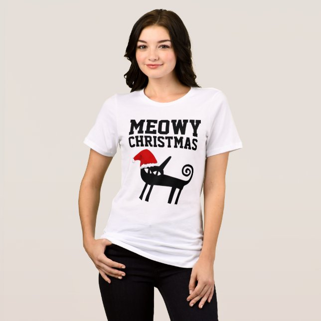 T-shirts pour chat de Noël, MEOWY CHRISTMAS (Recto plein)