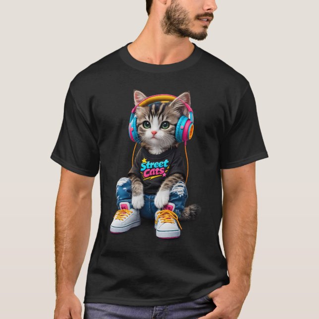 T-shirts pour chats – Graphique de chaton Hip Hop (Devant)
