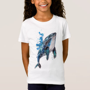 T-shirts pour enfants de baleines à bosse bleu