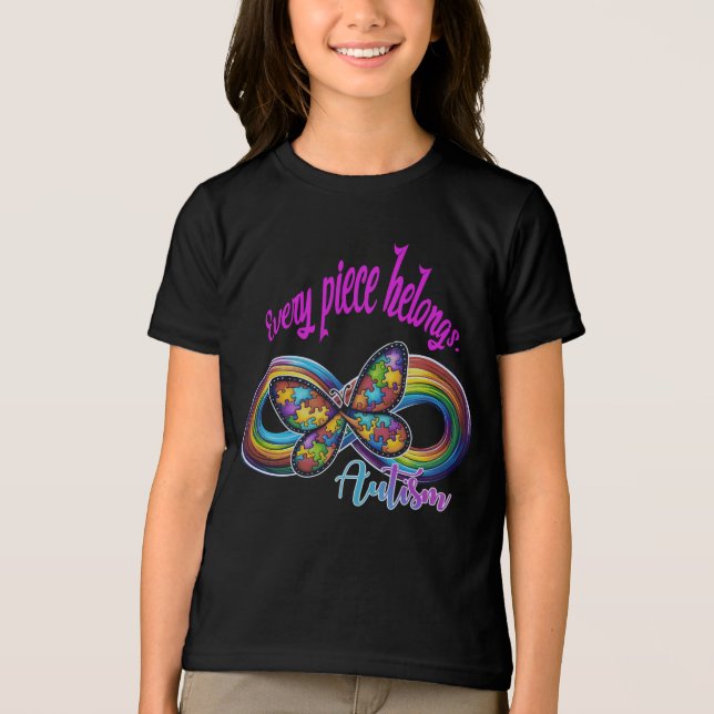 T-Shirts pour filles - Autisme Puzzle Papillon Des (Recto)