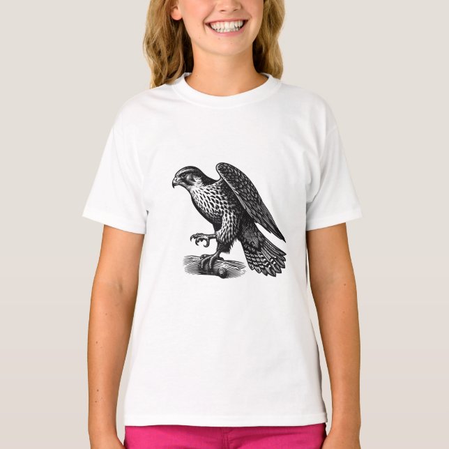T-shirts pour filles Faucon pèlerin (Devant)
