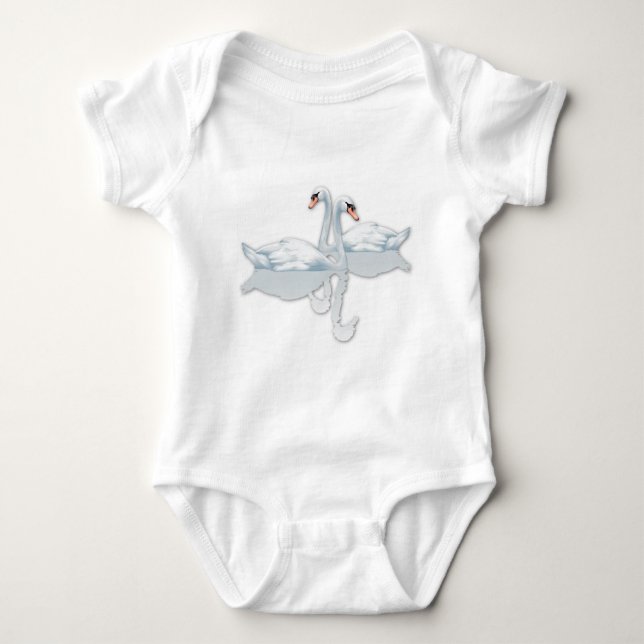 T-shirts pour les Mariages de White Swans Clipart (Devant)
