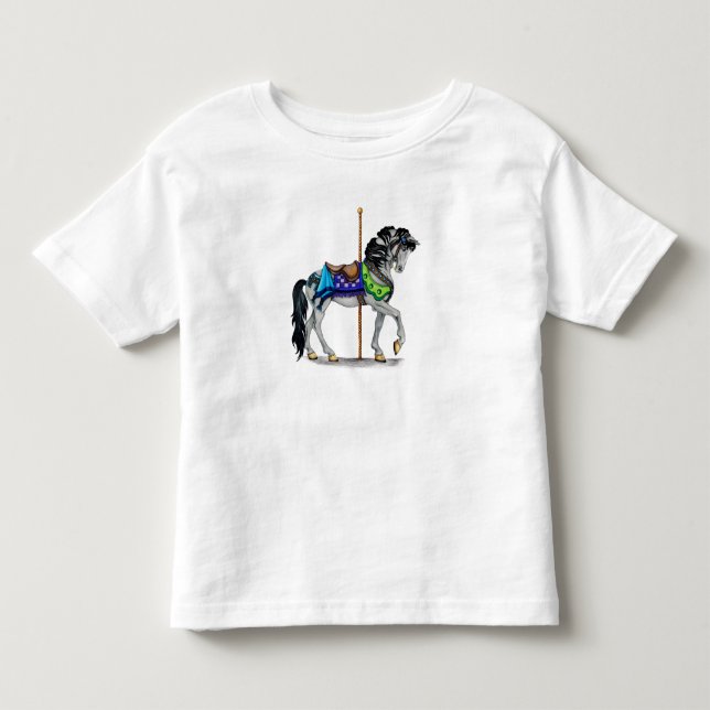 T-shirts pour tout-petits avec cheval de carrousel (Devant)
