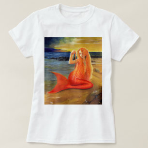 T-shirts principal de coucher du soleil de sirène