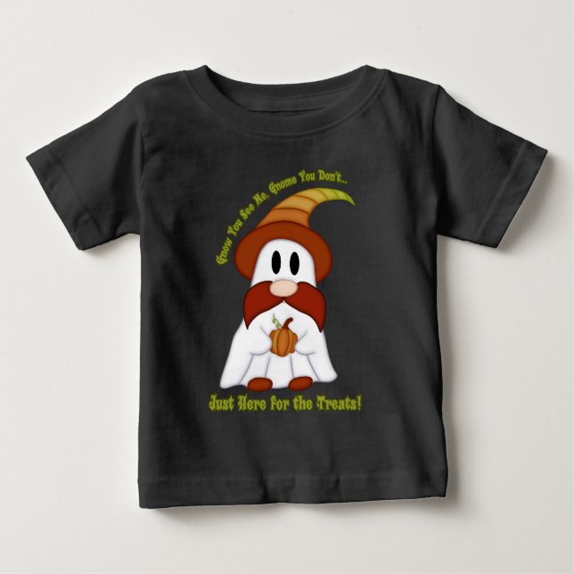 T-shirts pun Gnome-O-Ween sorcière fantôme (Devant)
