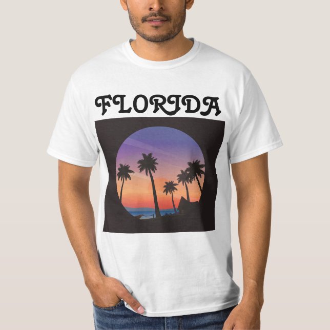 T-shirts RETRO BEACH FLORIDA PALMIERS (Devant)