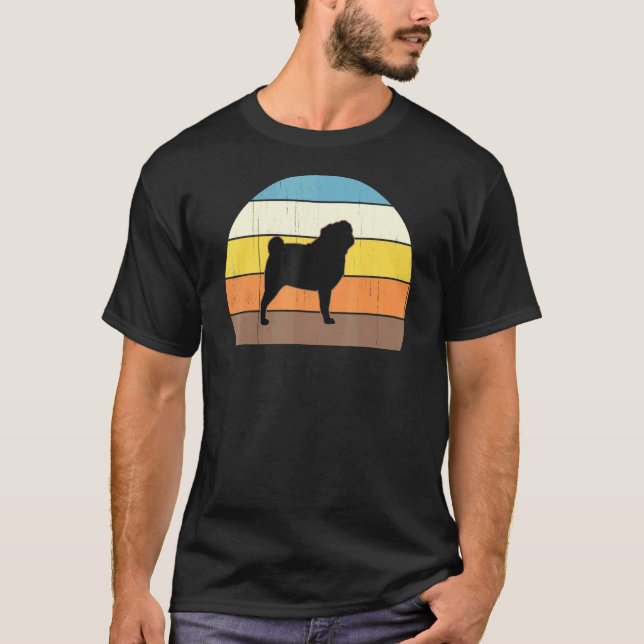T-shirts Rétro Cool Pugs Coucher de soleil   Super (Devant)