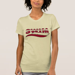 T-shirts rouge de bain de dames de conception