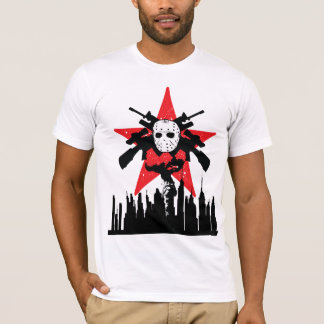 T-shirts rouge de tueur de masque de ski de zone