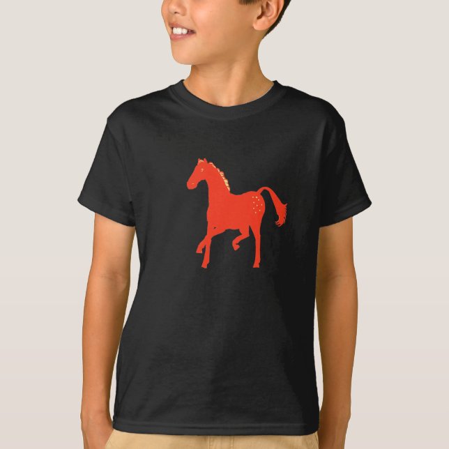 T-shirts rouges de cheval (Devant)