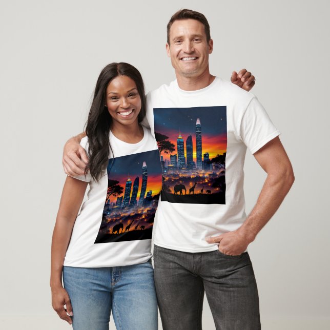 T-shirts Sunset de la ville de faune (Unisexe)