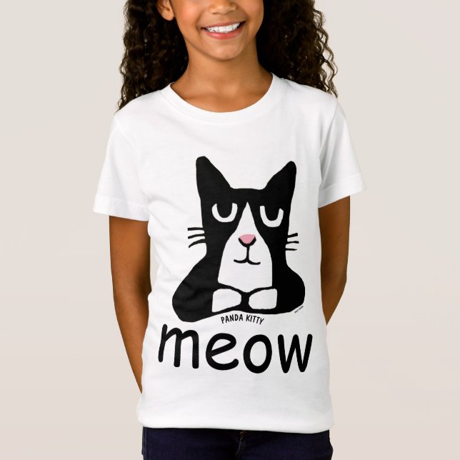 T-shirts TUXEDO CAT, Panda Kitty KIDS MEOW (Devant)