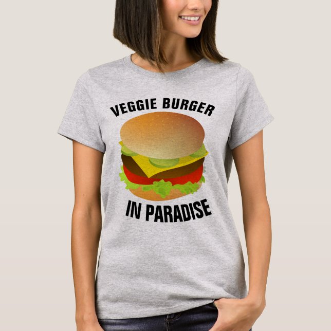 T-SHIRTS VÉGÉTARIENS, BURGER DE VEGGIE AU PARADIS (Devant)