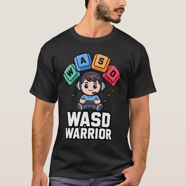 T-shirts WASD Warrior pour joueurs sur PC de jeux  (Devant)