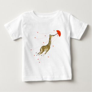 T-shirts Whimsical Giraffe Red Butterfly