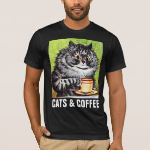 TABBY ART T-SHIRTS VINTAGES CAT & CAFÉ TEE - SHIRT