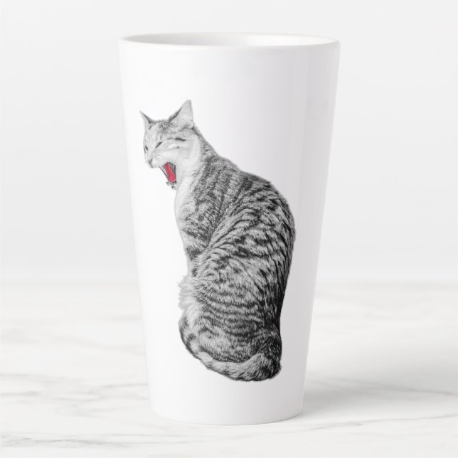 Tabby Cat à Jeu droit Mug d'art monochrome (Devant)
