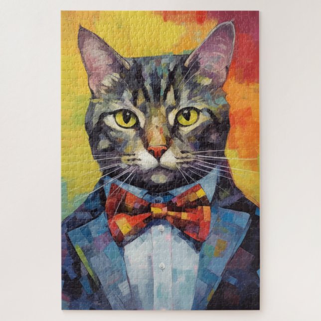 TABBY CAT ART FUNNY CUTE JIGSAW PUZZLE (Vertical)