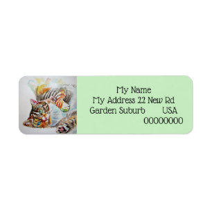 Tabby Cat Cats Aquarelle Retour Adresse Étiquettes