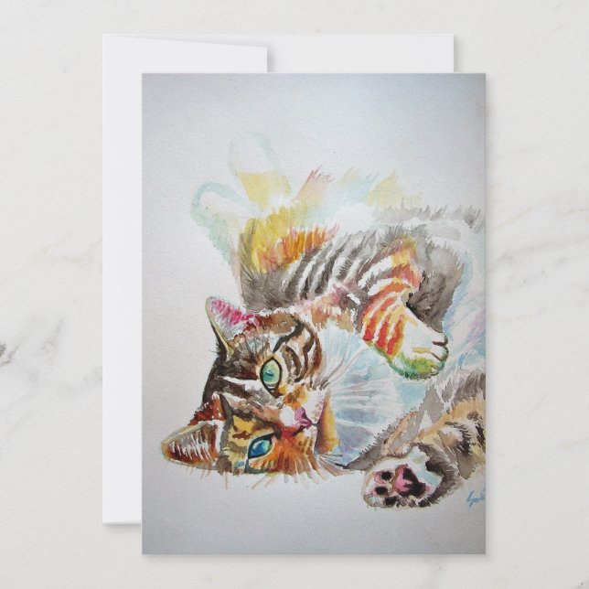 Tabby Cat Cats Peinture Anniversaire Invitation (Devant)