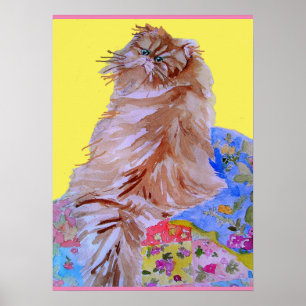 Tabby Cat Cute Cats & Colorée Cilt Poster