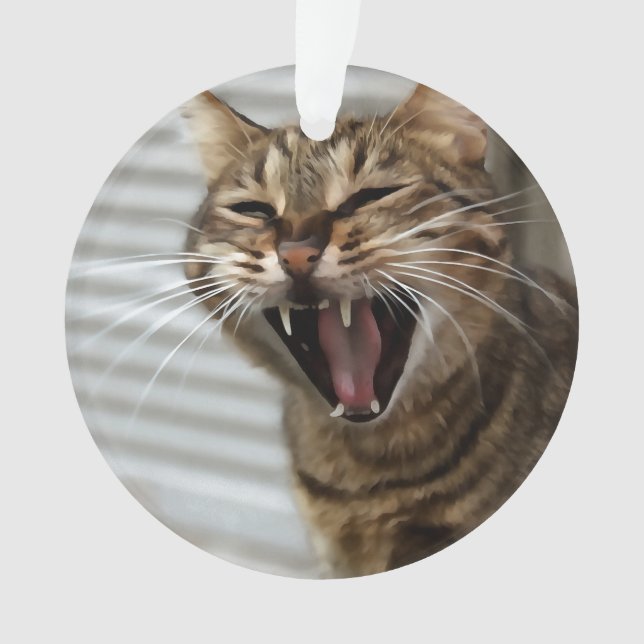 Tabby Cat Yawning Portrait Artistique (devant)