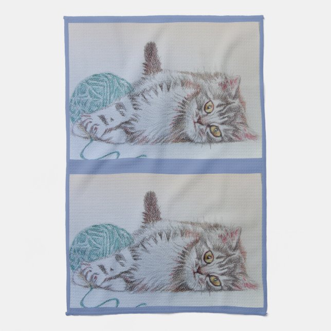 Tabby Cats Cute Cat Art Cuisine Tea Serviette (Vertical)