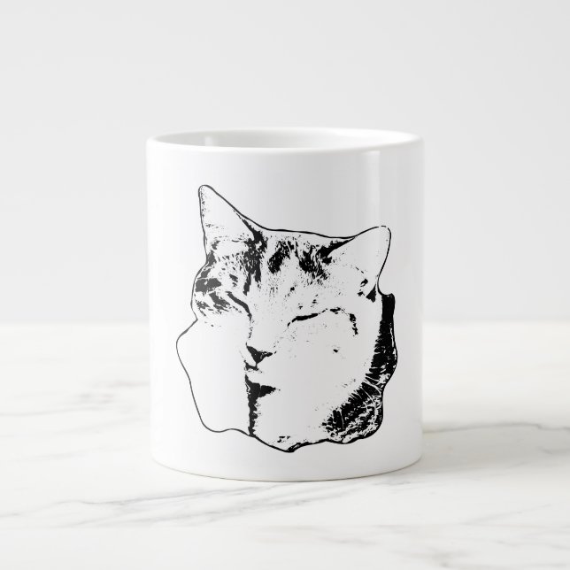 Tabby Chat noir & blanc Art Mug (Devant)