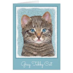 Tabby Gris Peinture Chat - Cute Original Art Chat
