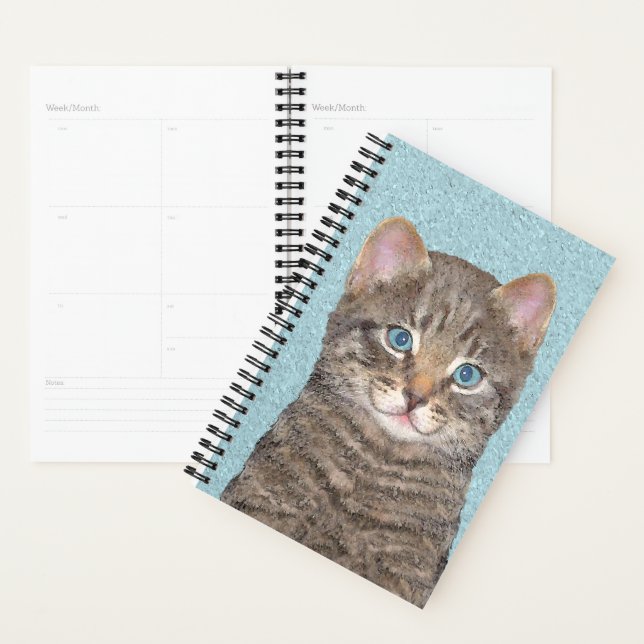 Tabby Gris Peinture Chat - Cute Original Art Chat (Devant avec enveloppe)