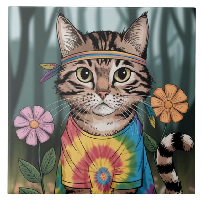 Tabby Peace Chat Carreaux décoratifs (Devant)