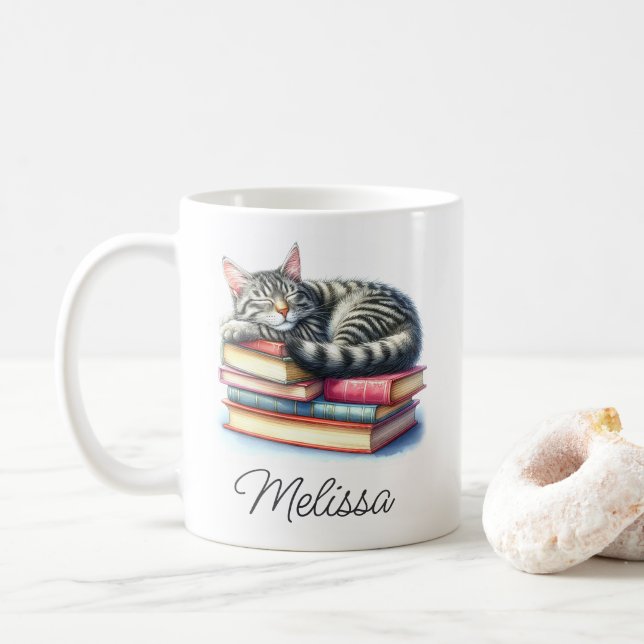 Tabby Tabby Chat Mug avec nom Modèle (Avec donut)