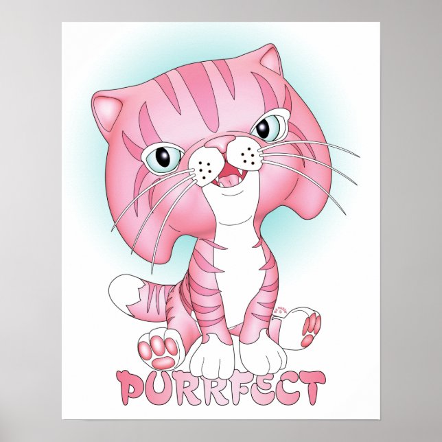 "Tabby Tom" Poster de chat rose Purrfect (Devant)