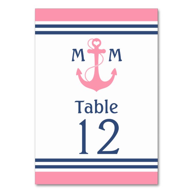 Table Ancre Coeur rose Numéro de tableau nautique (Par défaut)