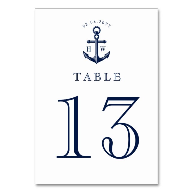 Table Ancre nautique Monogrammes personnalisés Numéro de (Par défaut)