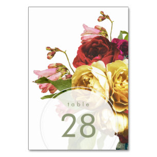Table Anglais Garden Bohemian Rose Mariage Numéro de tab