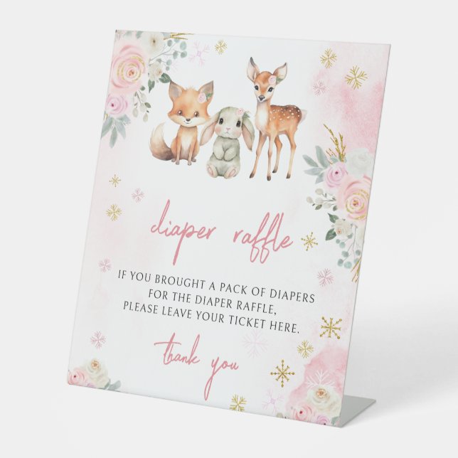 Table Animaux d'hiver rose baby shower diaper signe de t (Recto)