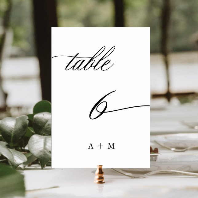 Table Appel de calligraphie romantique Mariage Numéro 6, (Créateur téléchargé)