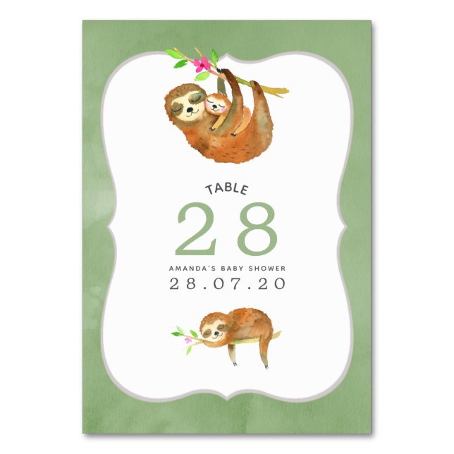 Table Aquarelle Baby shower à thème de fentes Numéro de  (Par défaut)