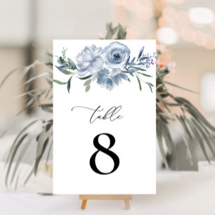 Table aquarelle bleu poussiéreux numéro de tableau flora