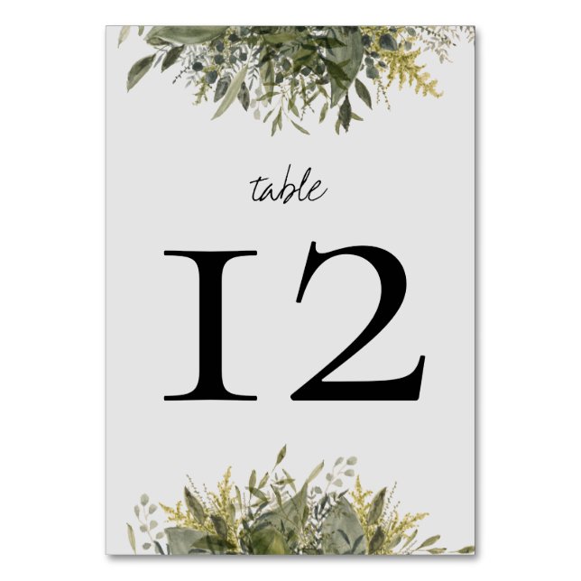 Table Aquarelle botanique Vert Mariage Numéro de tableau (Par défaut)