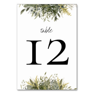 Table Aquarelle botanique Vert Mariage Numéro de tableau