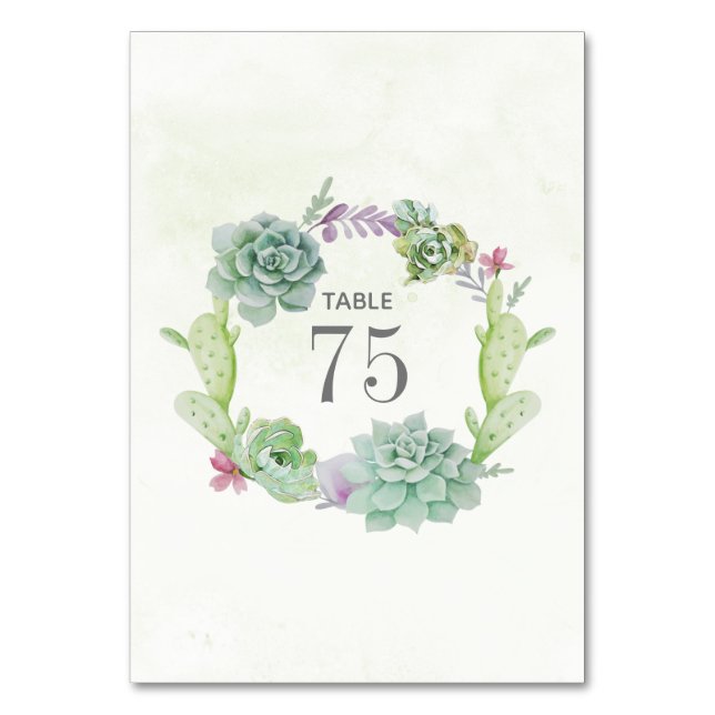 Table Aquarelle Cactus Succulents Mariage Numéro de tabl (Par défaut)