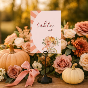 Table Aquarelle Coupe Citrouille rose Bow Numéro de tabl