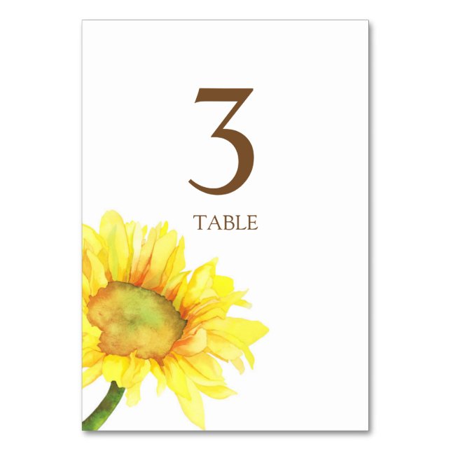 Table Aquarelle Mariage de tournesol Numéro de tableau (Par défaut)