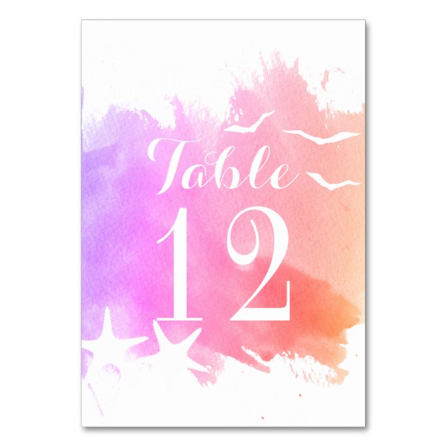Table Aquarelle rose, étoile de mer mariage numéro de ta (Par défaut)