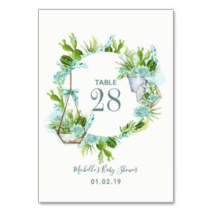 Table Aquarelle Succulents Garçon Baby shower Numéro de