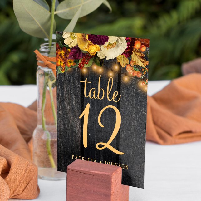 Table Automne automne bois rustique mariage numéro de ta (Créateur téléchargé)