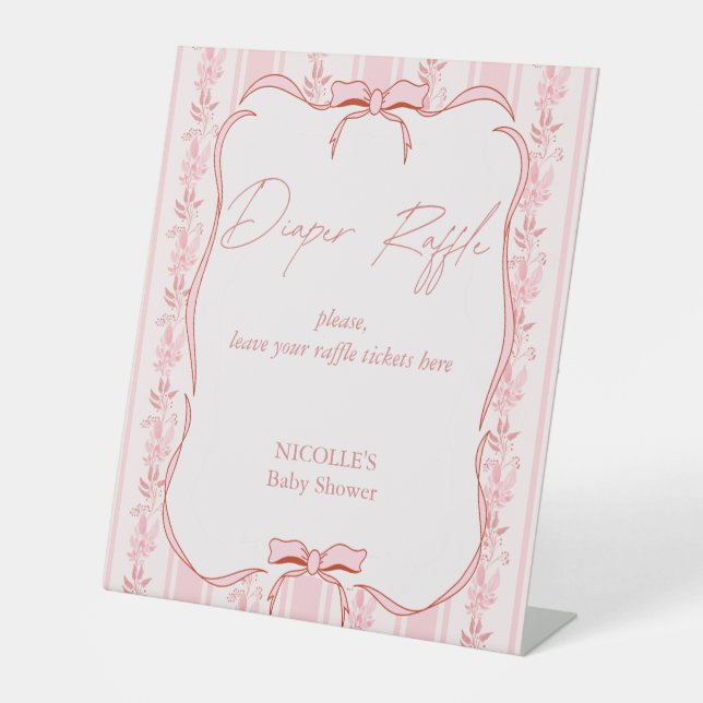 Table Bande rose arc baby shower diaper signe de tombola (Recto)