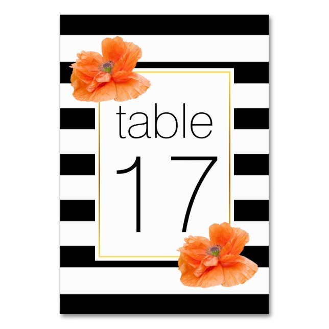 Table Bandes blanches noires & pies mariage numéro de ta (Par défaut)